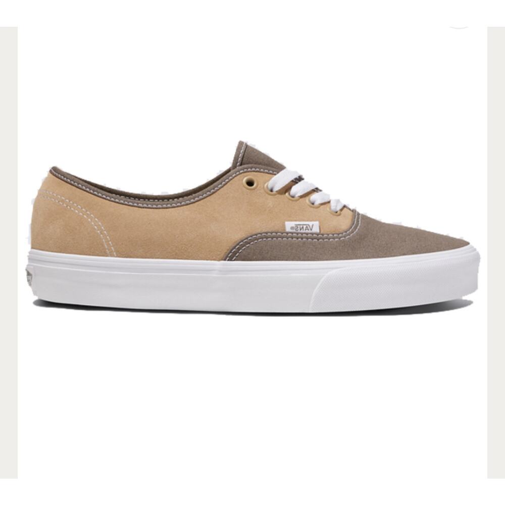NEW Vans Mens Authentic Canvas Suede Block Brown Low Top Lace Up Sneaker Shoes 7